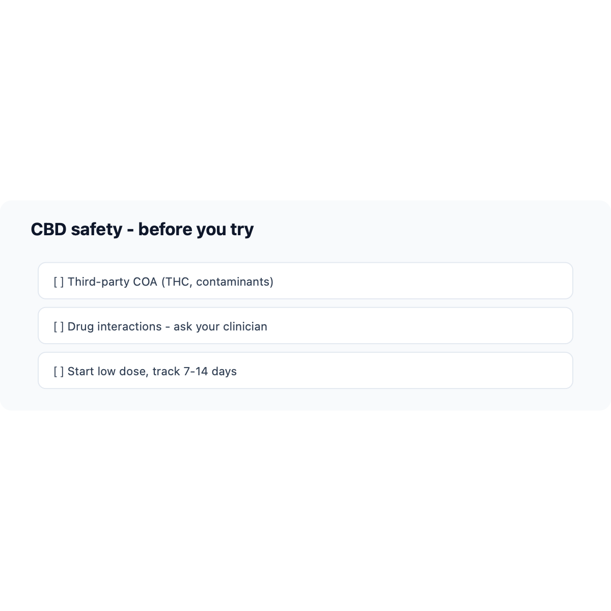 CBD safety checklist
